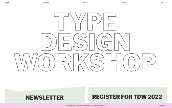Type Design Workshop website preview
