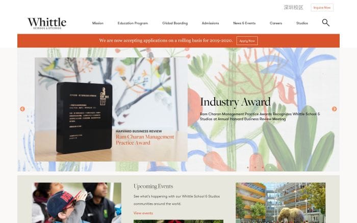Whittle school and studios website preview