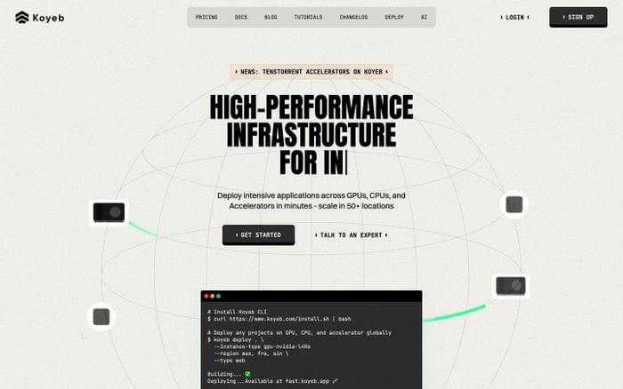 Koyeb website preview