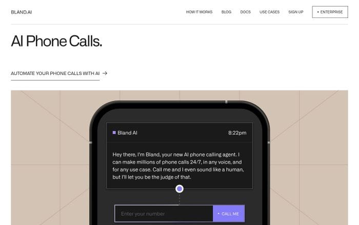 Bland AI website preview