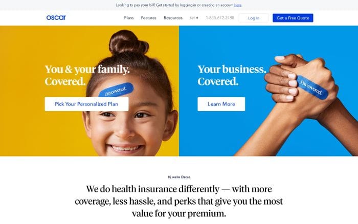Oscar | A new kind of health insurance company website preview