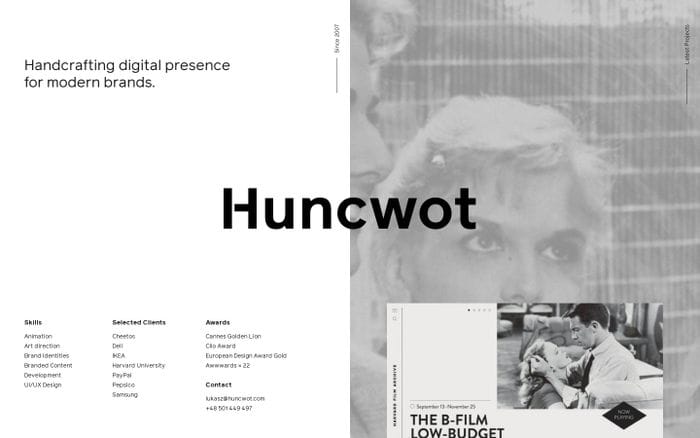 Huncwot website preview