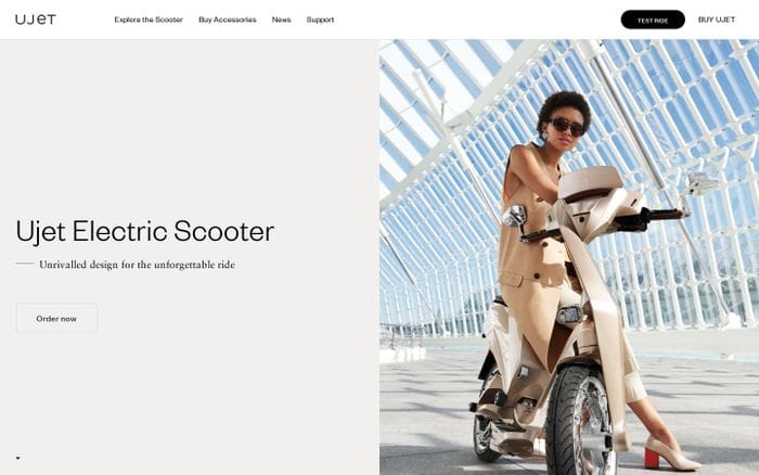 Ujet Electric Scooter website preview