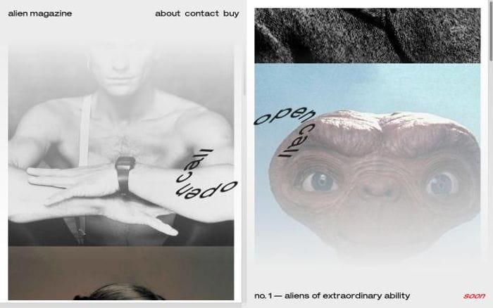 Alien-magazine website preview