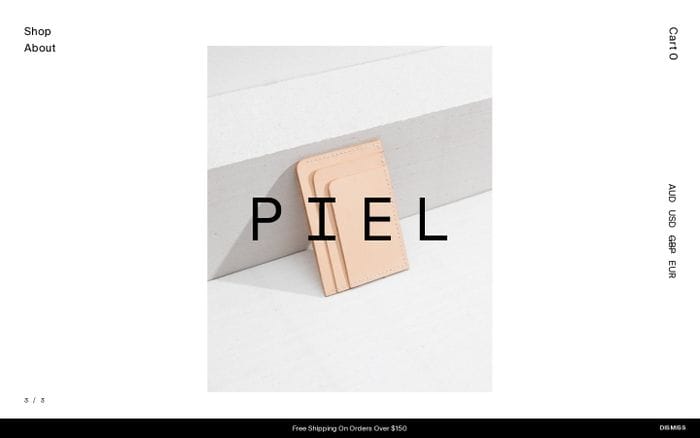 Piel – Minimal Leather Goods website preview