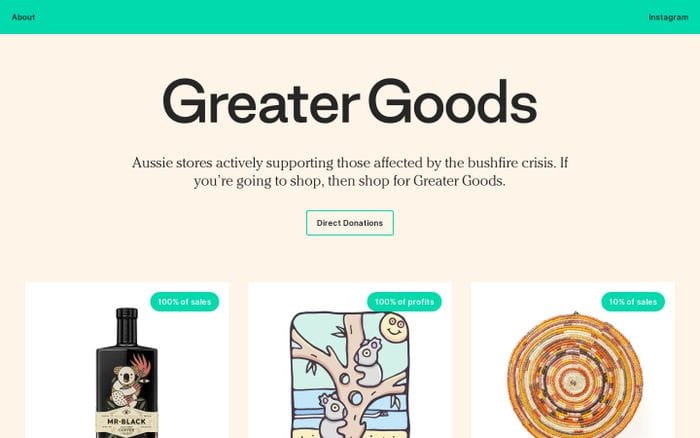 Greater Goods website preview