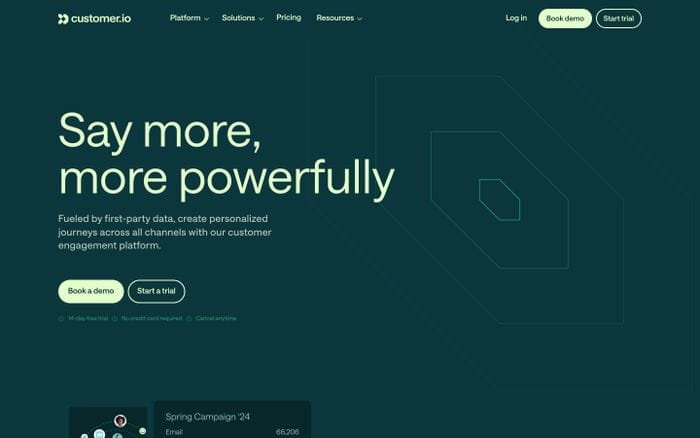 Customer.io website preview