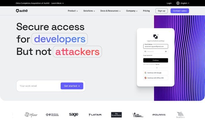 Auth0 website preview