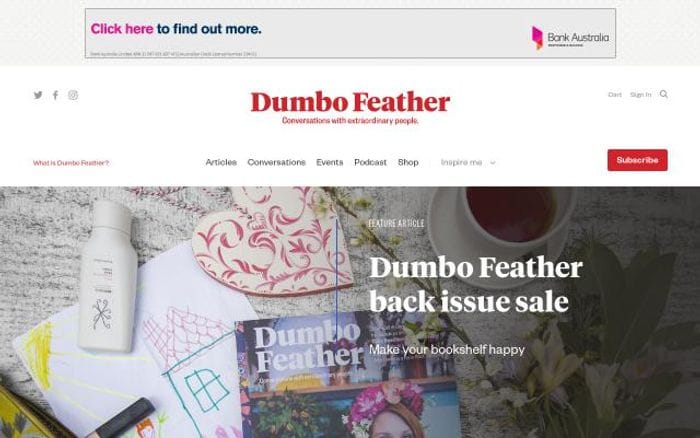 Dumbofeather website preview