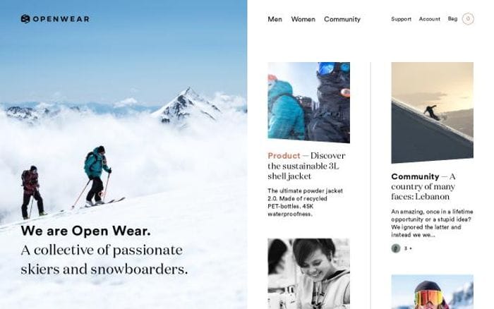 Open-wear website preview