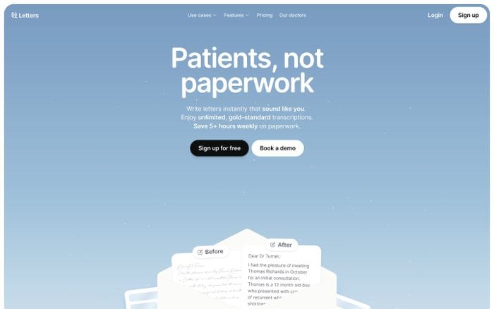 Letters website preview