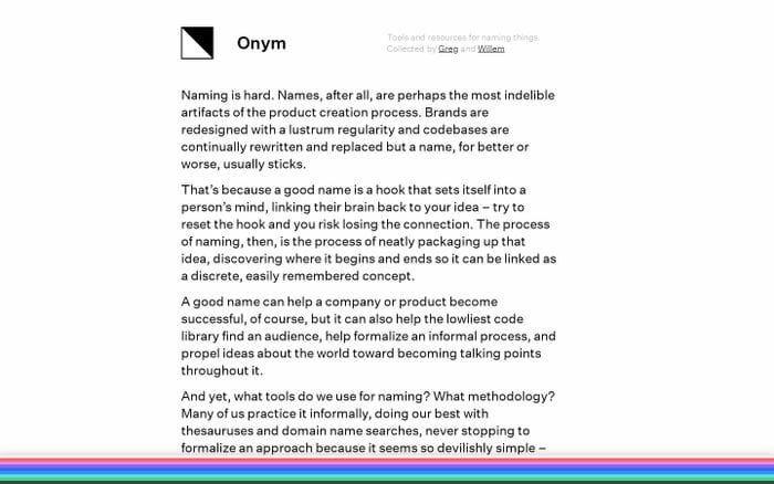 Onym website preview