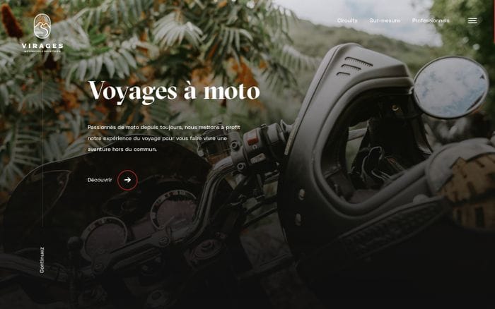 Virages • Motorcycle roadtrips website preview