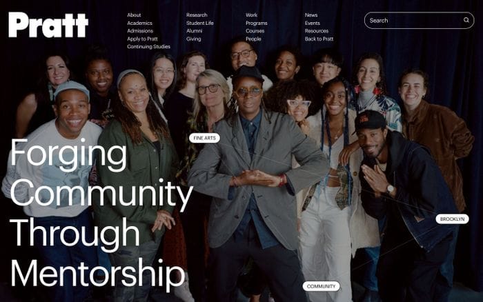 Pratt institute website preview
