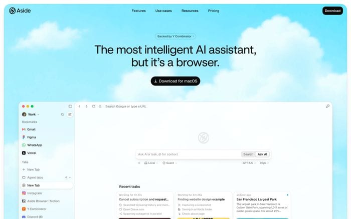 Aside website preview
