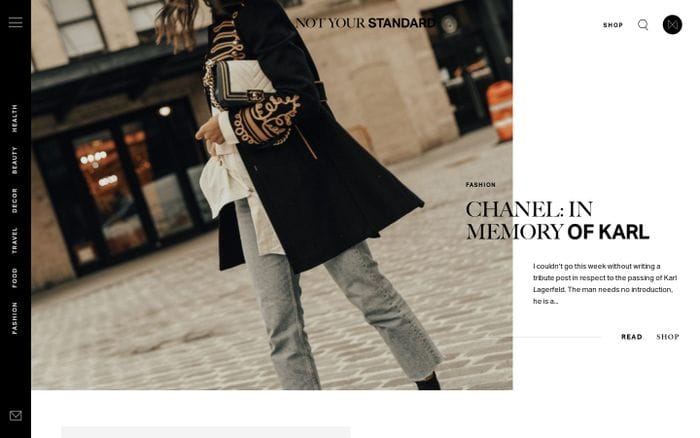Not Your Standard | A digital destination curated to deliver a fashion and lifestyle standard. website preview