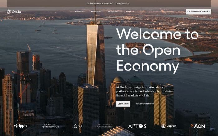 Ondo Finance website preview