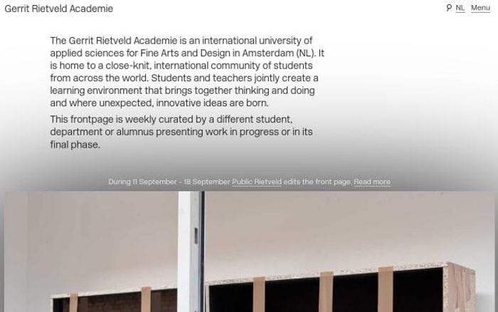 Rietveldacademie website preview
