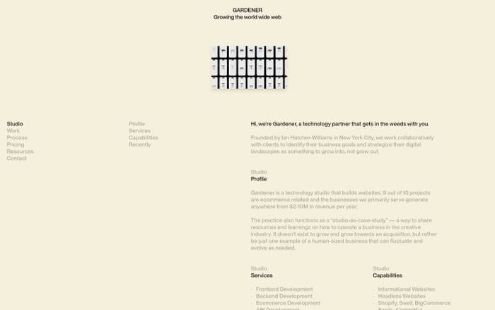 Gardener website preview