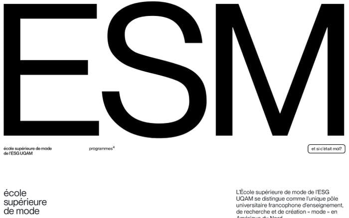 Ecole supérieure de mode ESG UQAM website preview