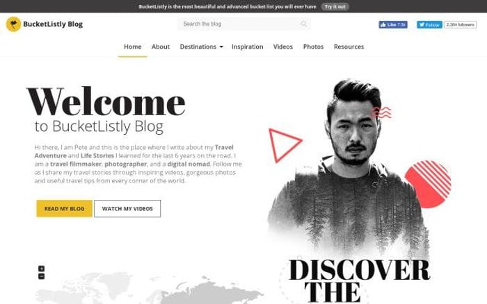 Bucketlistly website preview