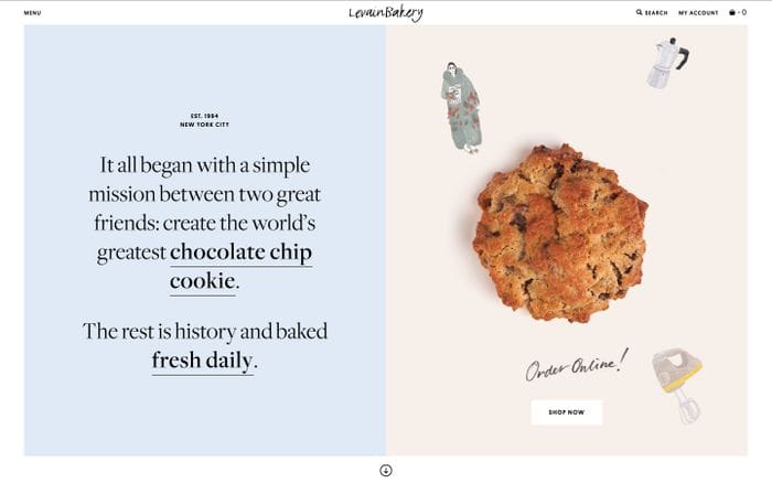 Levain bakery website preview