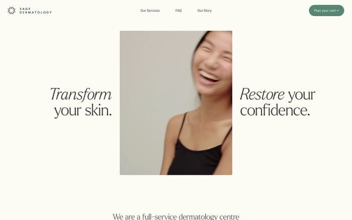 Sage Dermatology website preview