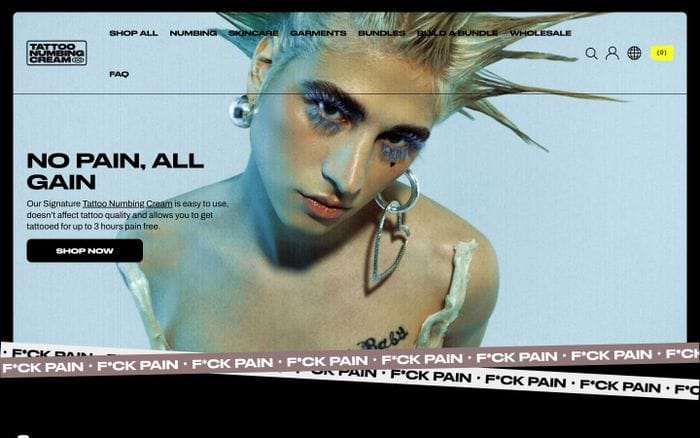 Tattoo Numbing Cream website preview