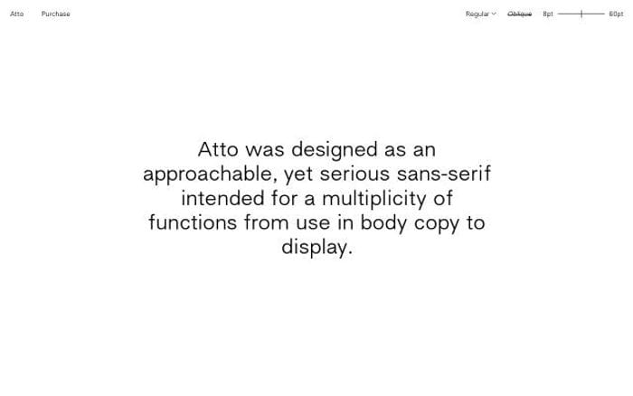 Atto-typeface website preview