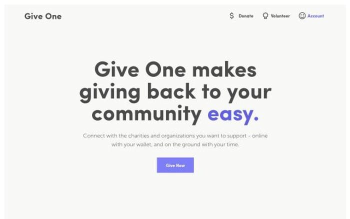 Give-one website preview