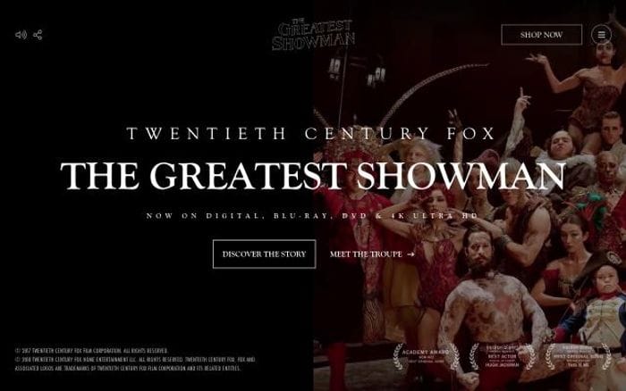 Thegreatestshowmanmovie website preview