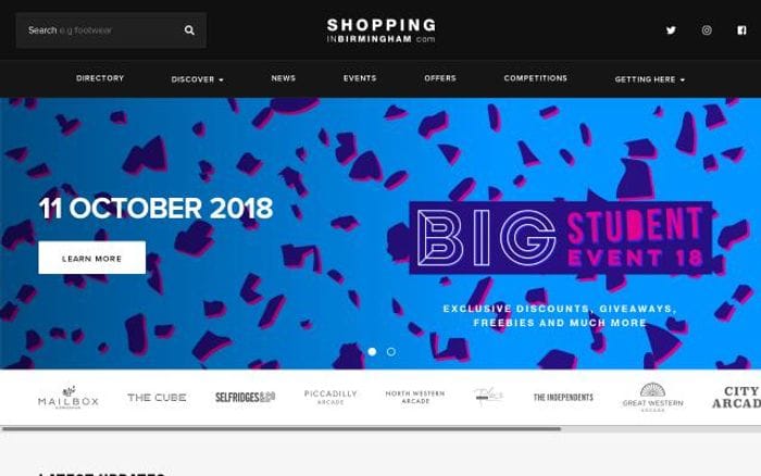 Shoppinginbirmingham website preview