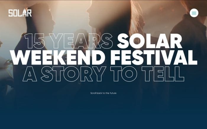 15 years — Solar Weekend | 1 t/m 4 augustus 2019 website preview