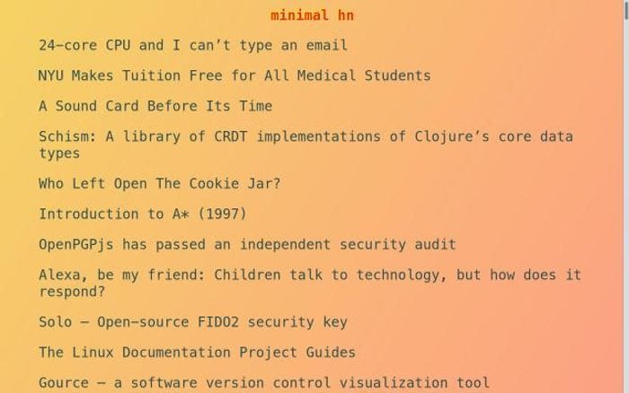 Minimalhn website preview