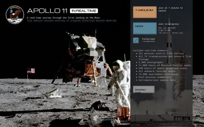 Apollo 11 in Real-time website preview
