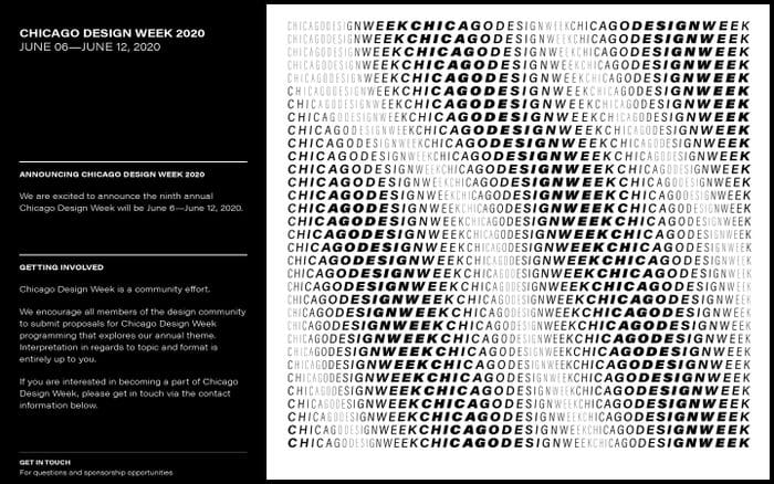Chicago Design Week 2020 website preview