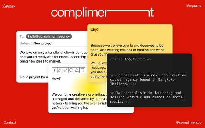 Compliment website preview