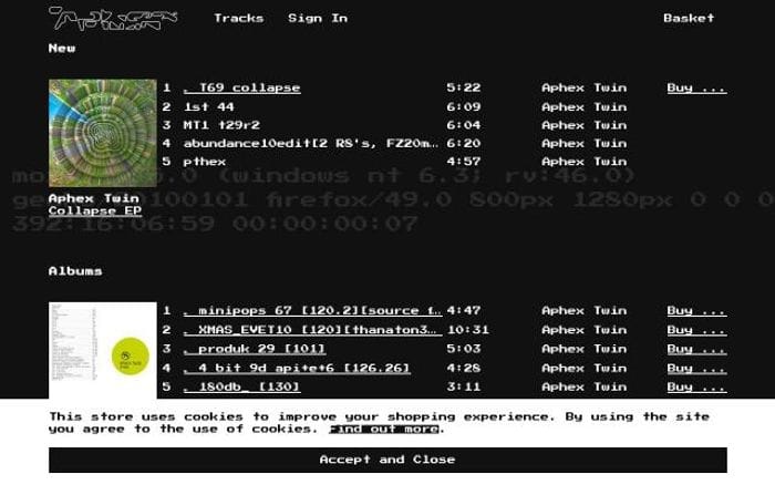 Aphextwin website preview