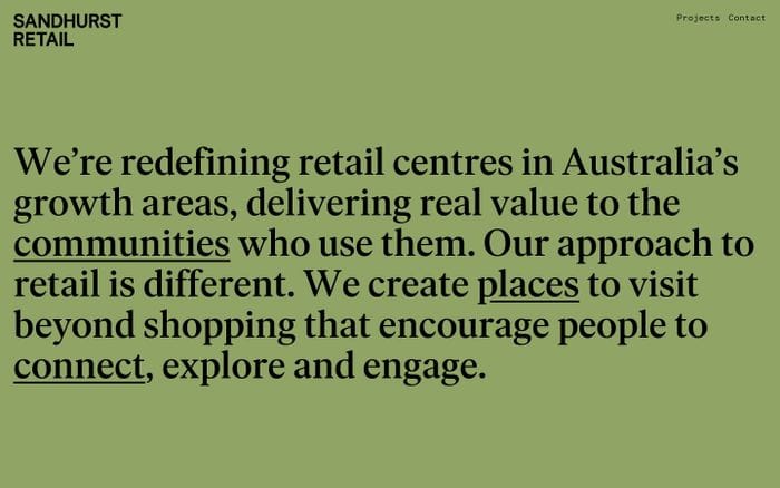 Sandhurst Retail website preview