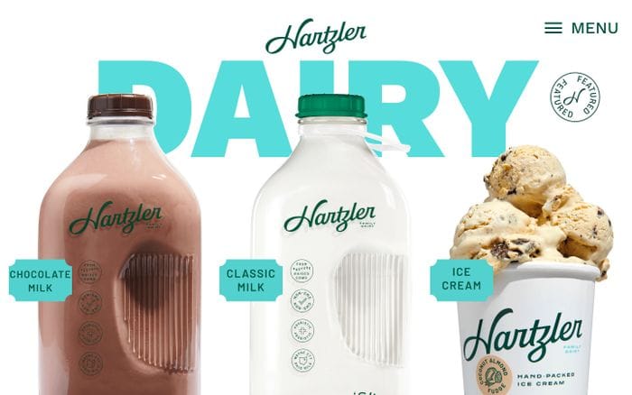 Hartzler dairy website preview