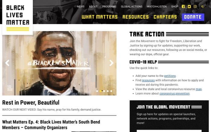  Black Lives Matter website preview