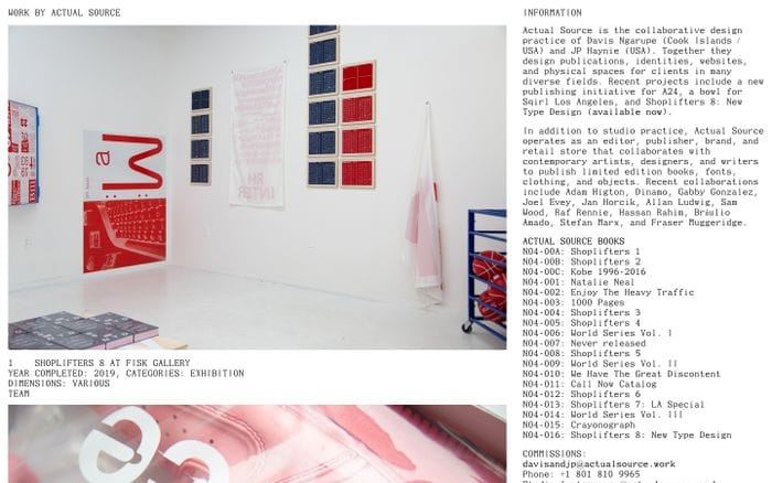 WORK BY ACTUAL SOURCE website preview