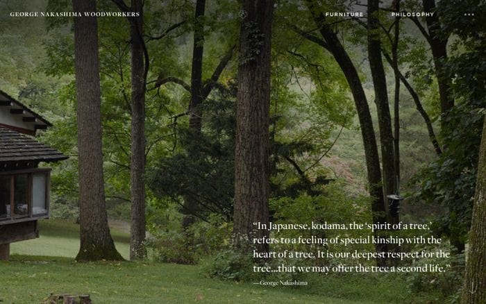 George Nakashima Woodworkers - New Hope, Pennsylvania website preview