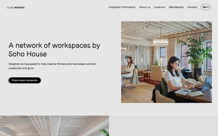 Soho works website preview