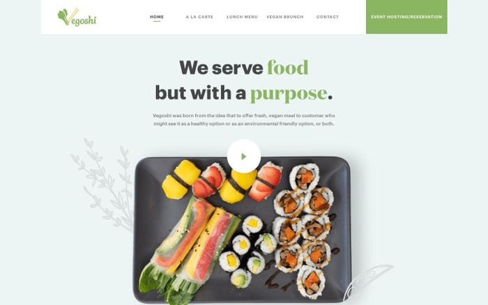 Vegoshi – 100% Plant-based website preview