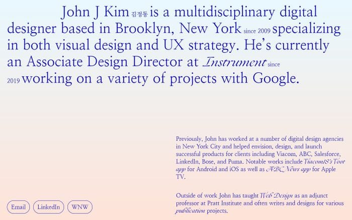 John Jung Kim website preview