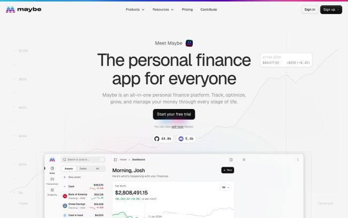 Maybe Finance website preview