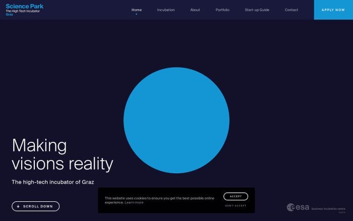 Science Park website preview