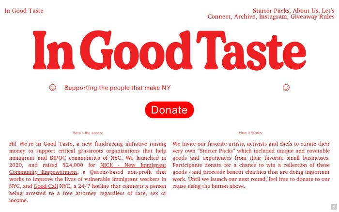 InGoodTaste website preview