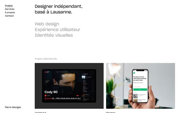 Pierre Georges / Designer indépendant website preview